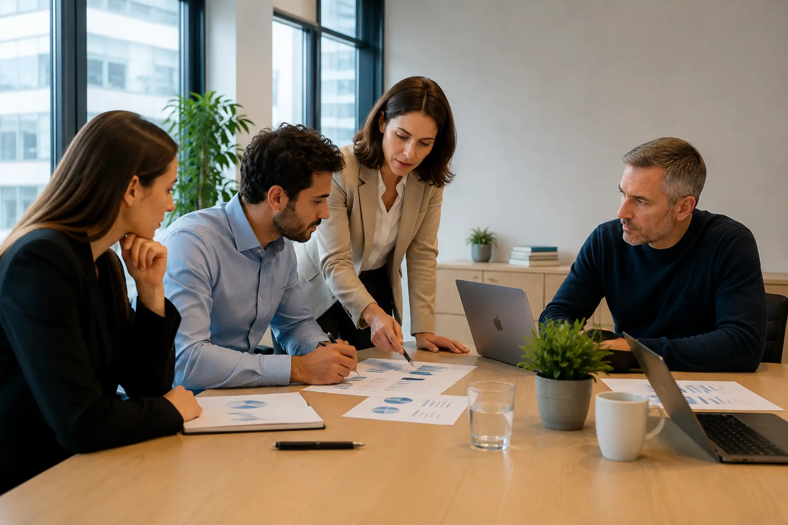 Equipo profesional analizando factores de riesgo digital para una empresa